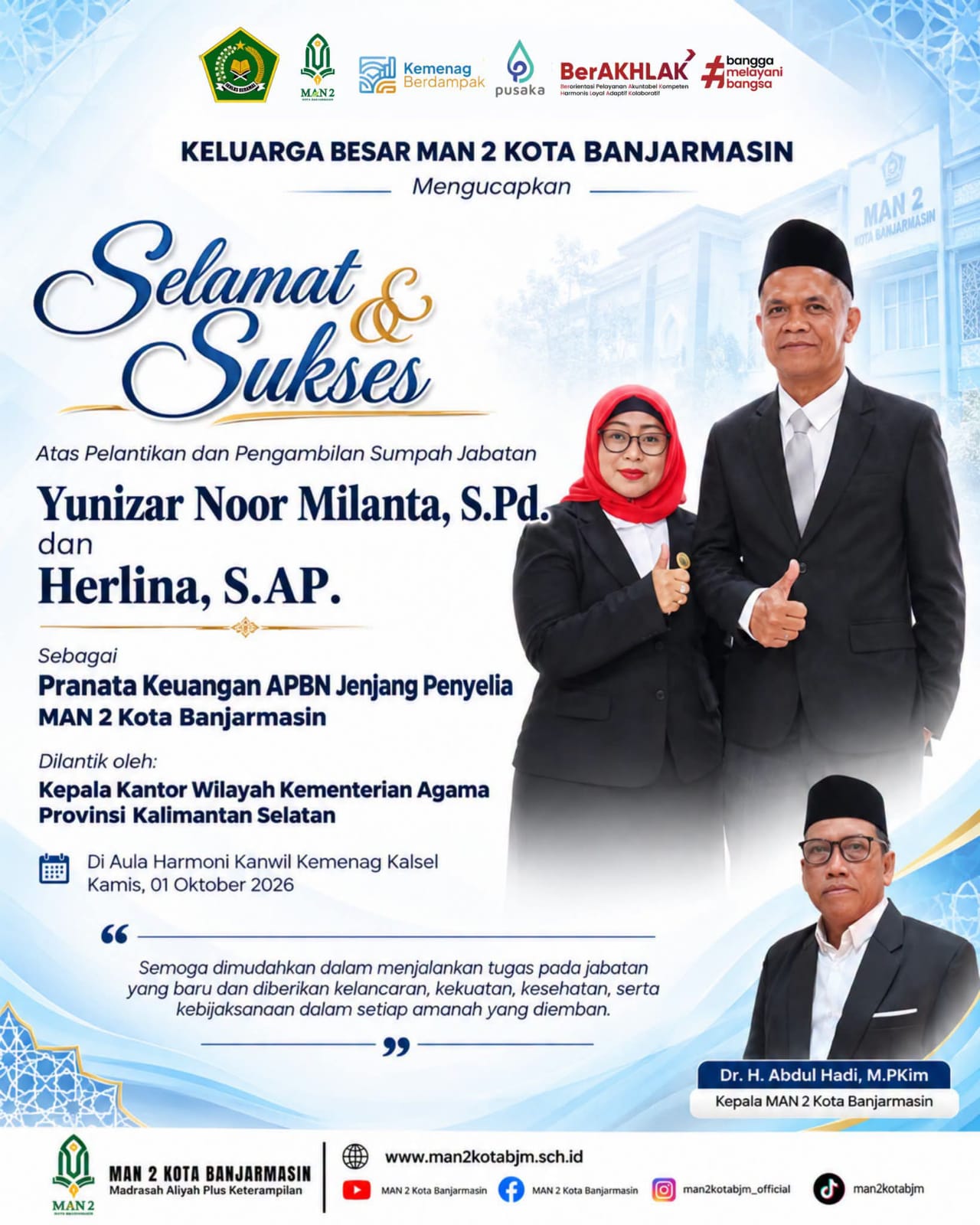 Selamat dan Sukses Dilantik