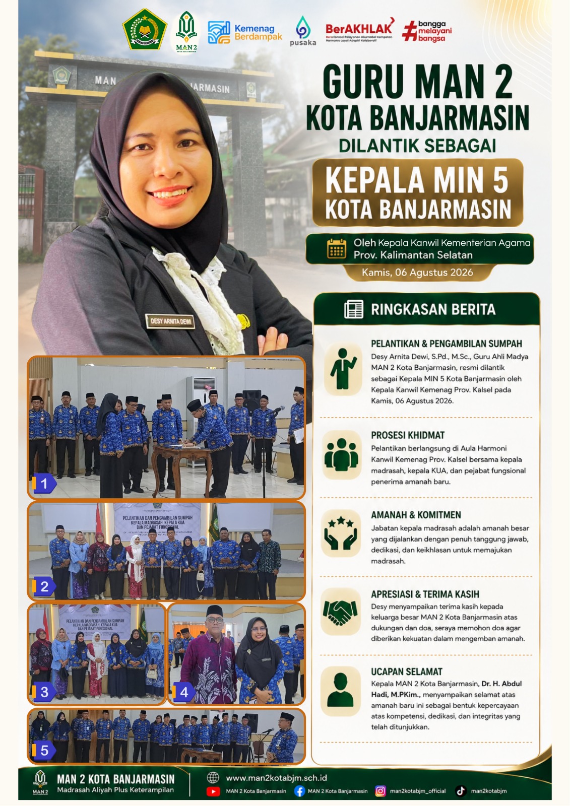 Guru MAN 2 BJM dilantik sebagai kepala MIN 5 Banjarmasin