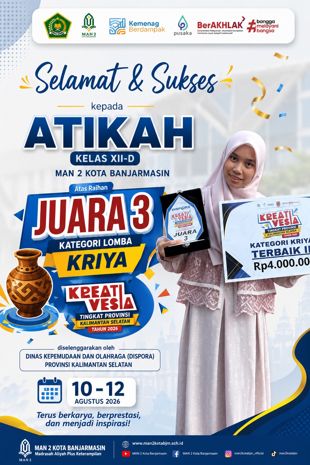 ATIQAH juara 3 Kriya tingkat KALSEL