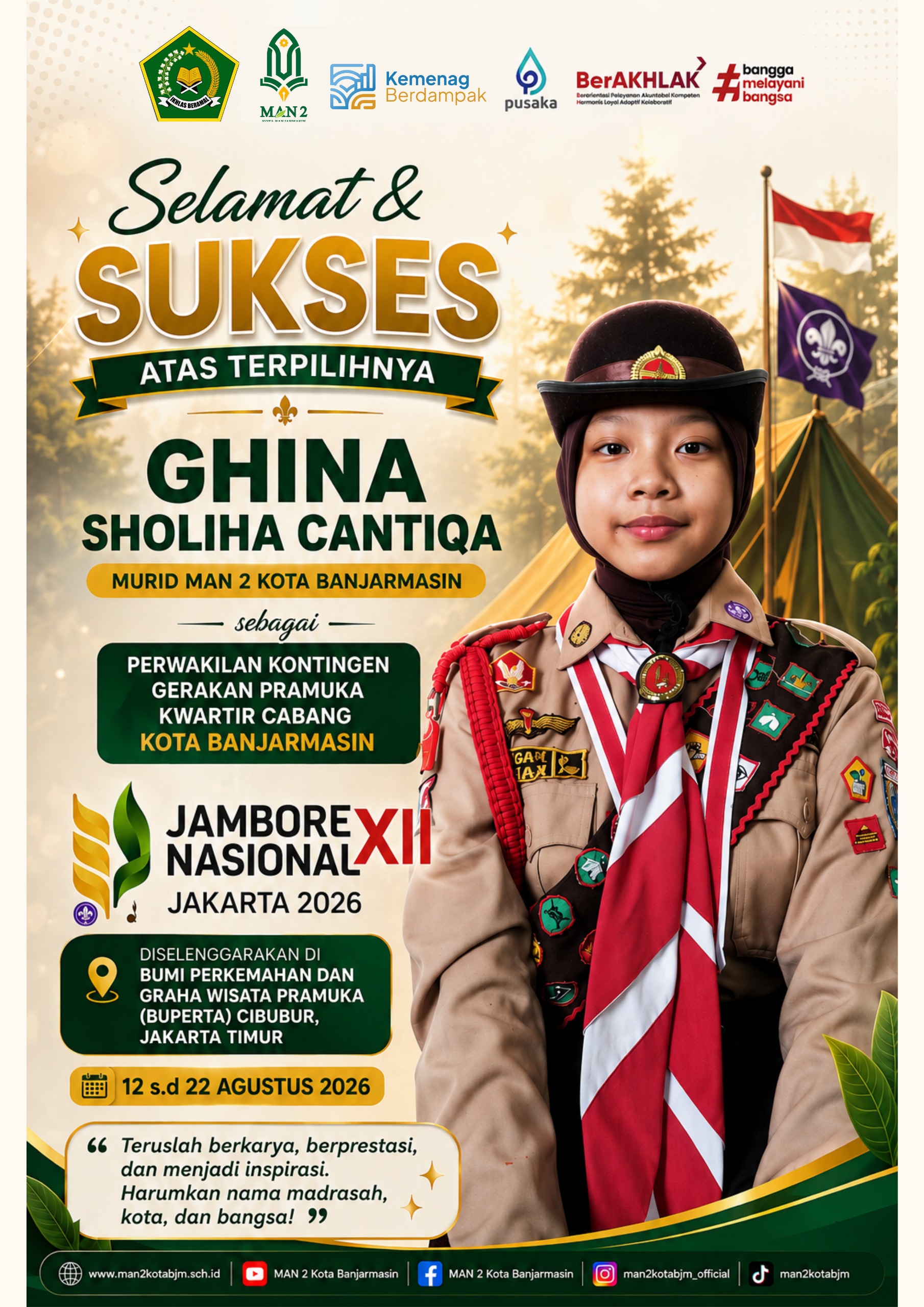Ghina Sholiha Cantiqa Mewakili Jambore Nasional