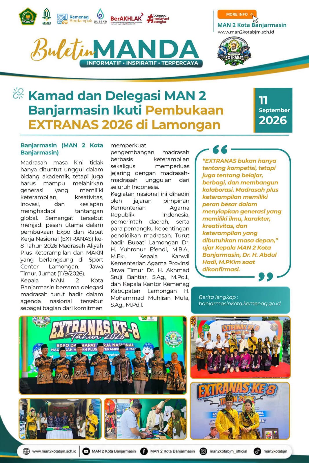 Kamad dan Delegasi Man 2 Ikuti Pembukaan Extranas 2026